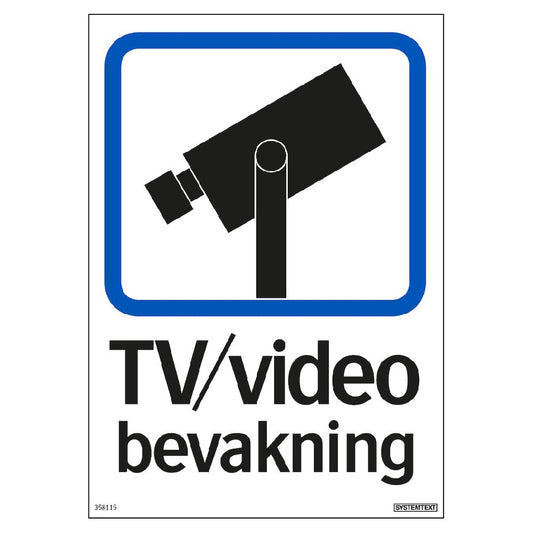 Dekal TV/Video bevakning självhäftande A5