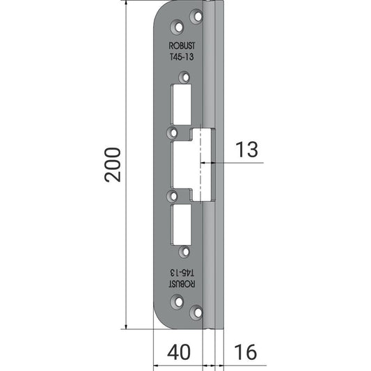 Monteringsstolpe T45-13, med Elektrisk låsning,Elektrisk låsning,Elslutbleck monteringsstolpar, Produktinformation Vinklad montagestolpe för elslutbleck i 200-serien. För enkel- och dubbelfallås. Ej brandklassad dörr vid enkelfallås. Tillverkad i rostfritt, elpolerat