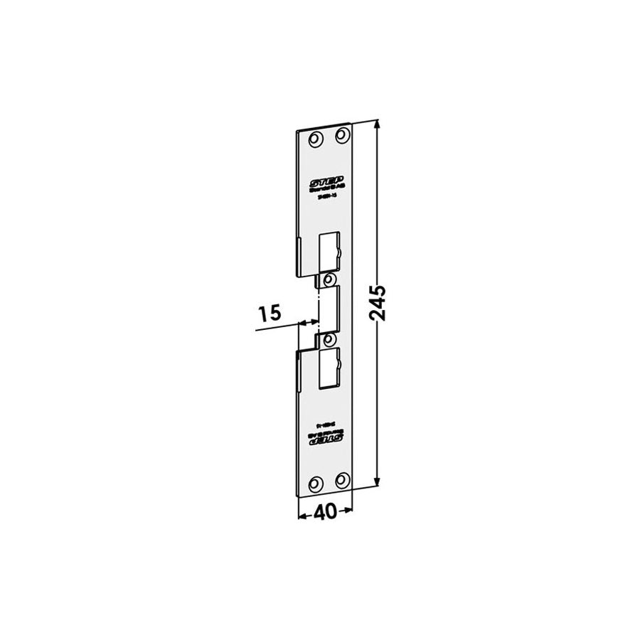 Monteringsstolpe ST4001-15 plan, med Elektrisk låsning,Elektrisk låsning,Elslutbleck monteringsstolpar, Produktinformation Plan stolpe i rostfritt stål för trä- eller metallkarmar. För enkel- och dubbelfallås connect eller modul. Godkänd i högst