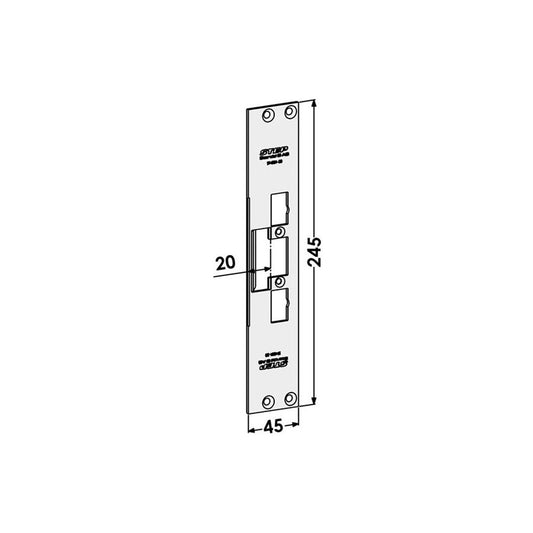 Monteringsstolpe ST4001-20 plan, med Elektrisk låsning,Elektrisk låsning,Elslutbleck monteringsstolpar, Produktinformation Plan stolpe i rostfritt stål för trä- eller metallkarmar. För enkel- och dubbelfallås connect eller modul. Godkänd i högst