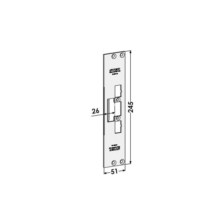 Monteringsstolpe ST4001-26 plan, med Elektrisk låsning,Elektrisk låsning,Elslutbleck monteringsstolpar, Produktinformation Plan stolpe i rostfritt stål för trä- eller metallkarmar. För enkel- och dubbelfallås connect eller modul. Godkänd i högst