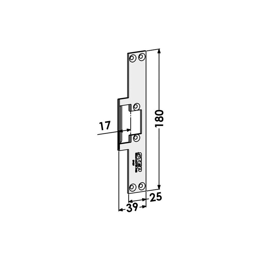 Monteringsstolpe ST4007 plan, med Elektrisk låsning,Elektrisk låsning,Elslutbleck monteringsstolpar, Produktinformation Plan stolpe för trä,stål- eller aluminiumkarmar. För enkelfallås connect eller modul. Godkänd i högst brandteknisk klass A60/El60/E60. Mått: 180mm