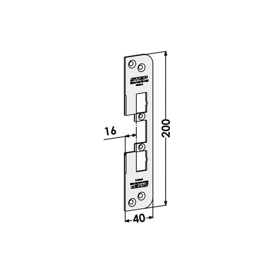 Monteringsstolpe ST4009-16 plan, med Elektrisk låsning,Elektrisk låsning,Elslutbleck monteringsstolpar, Produktinformation Plan stolpe i rostfritt stål för trä- eller metallkarmar. Har samma yttermått som säkerhetsslutbleck 1487-2 för Connect-lås. För enkel-och