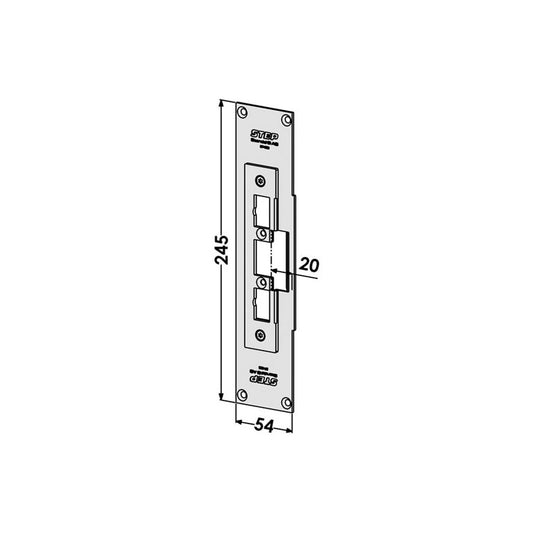 Monteringsstolpe ST4023 plan, med Elektrisk låsning,Elektrisk låsning,Elslutbleck monteringsstolpar, Produktinformation Plan stolpe avsedd för aluminium profil Sapa 2074. Godkänd i högst brandteknisk klass A60/El60/E60. Mått: 245mm x 54mm. Plösmått: