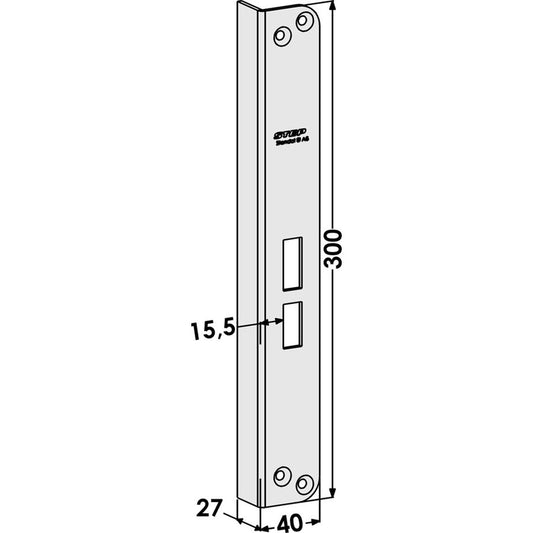 Slutbleck ST802-B vinklad hö, med Elektrisk låsning,Elektrisk låsning,Elslutbleck tillbehör, Produktinformation Mekaniskt slutbleck, vinklad höger för stolpe ST184. Passar Connect/Fas/Modul. Godkänd i högst brandteknisk klass A60/El60/E60. Mått: 300mm x 40